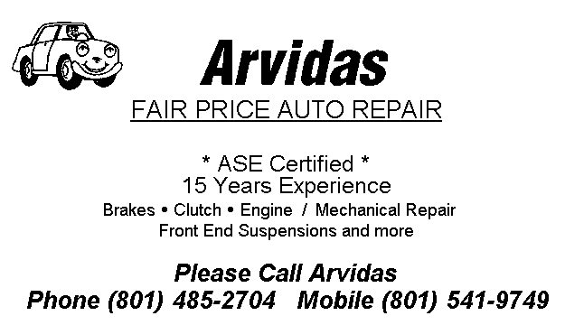 Business Card: Arvidas Auto Repair