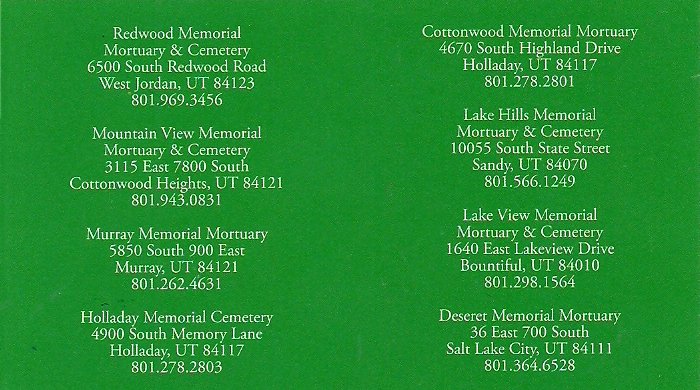 Memorial Mortuaries & Cemeteries