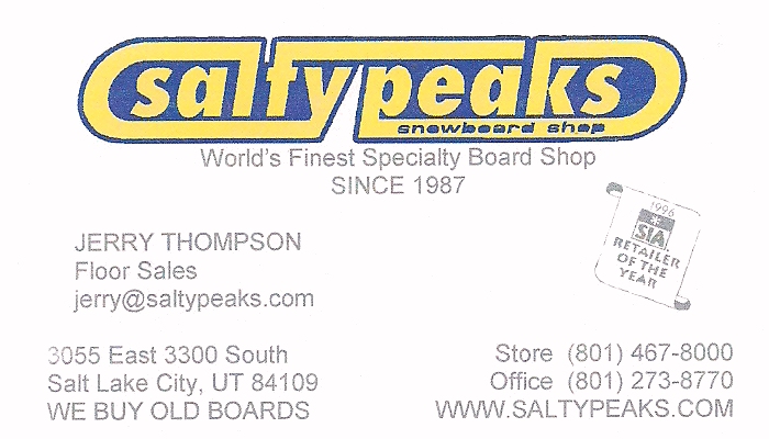 Business Card - SLC Skate Shop - Salty Peaks